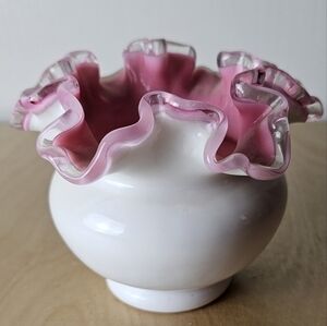 Fenton Glass Pink and White Opalescent Bowl